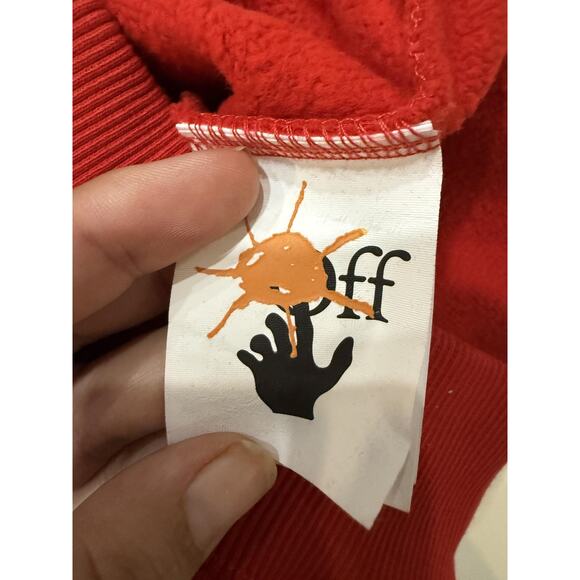Off-White Hoodie Youth 6 Red Zip Up OFF Logo Diagonal Stripes Boys Girls NEW - Picture 9 of 10